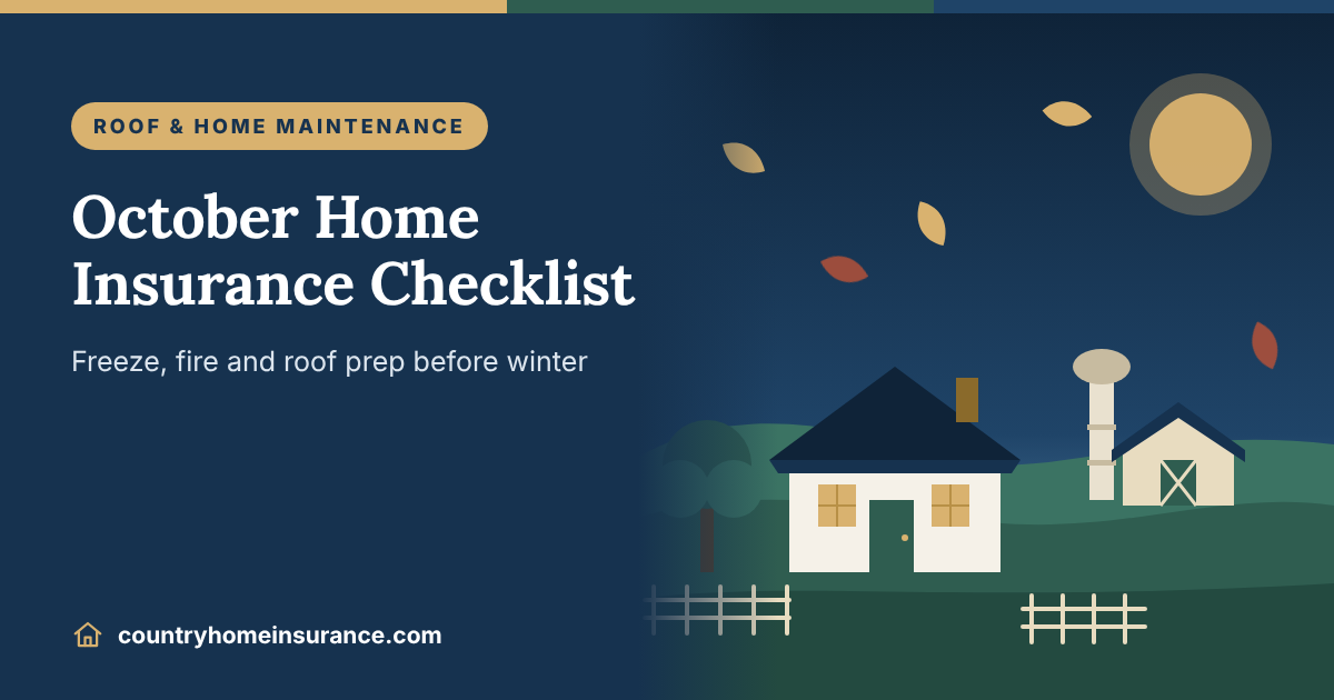 October Home Insurance Checklist: Freeze, Fire and Roof Prep (2026)